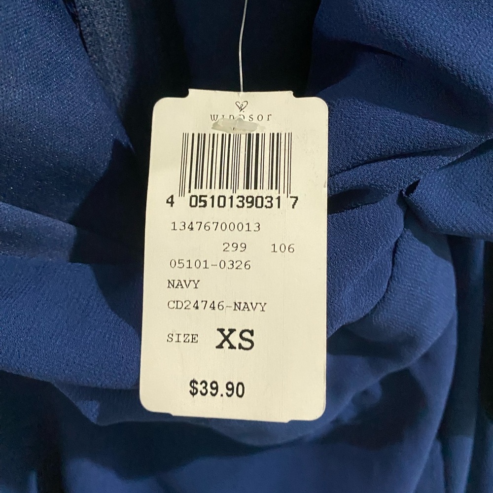 Windsor Effortless Vibes Chiffon Skater Dress, navy blue, size XS, new! - Picture 8 of 12